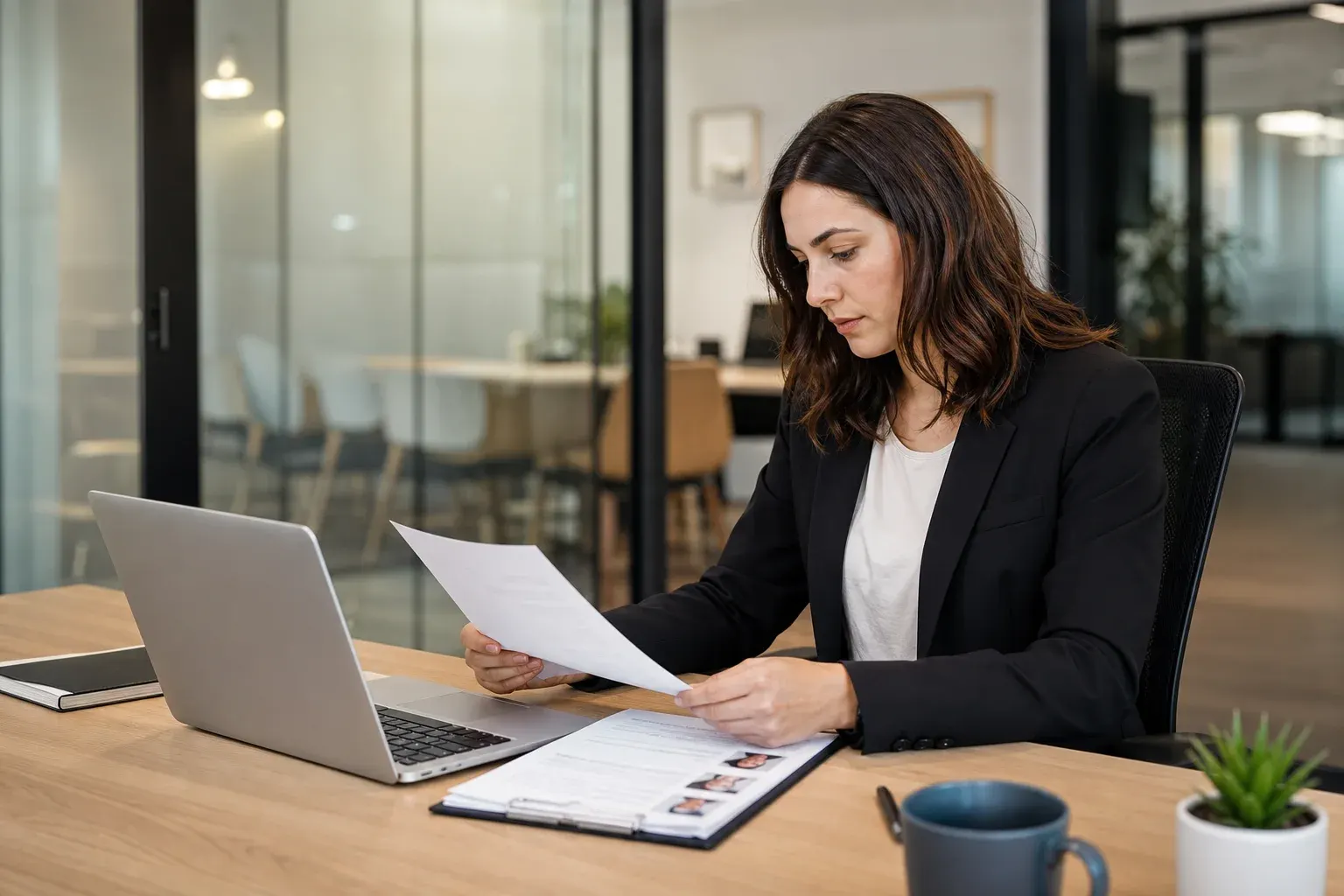 Recruiting coordinator reviewing candidate application documents