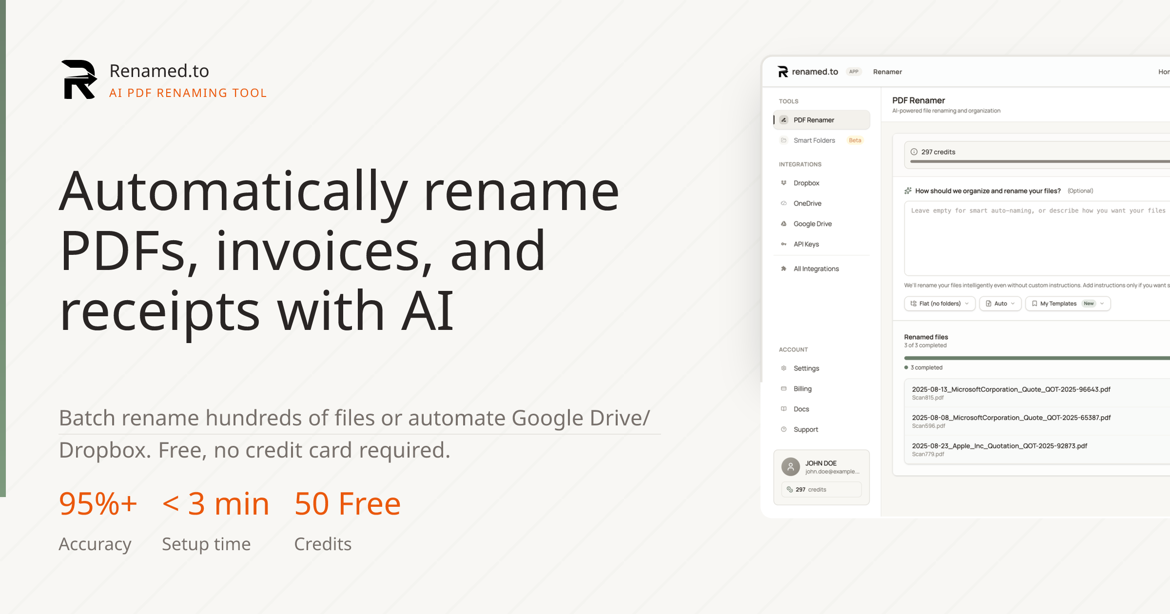 Renamed.to web app interface (image: renamed.to)