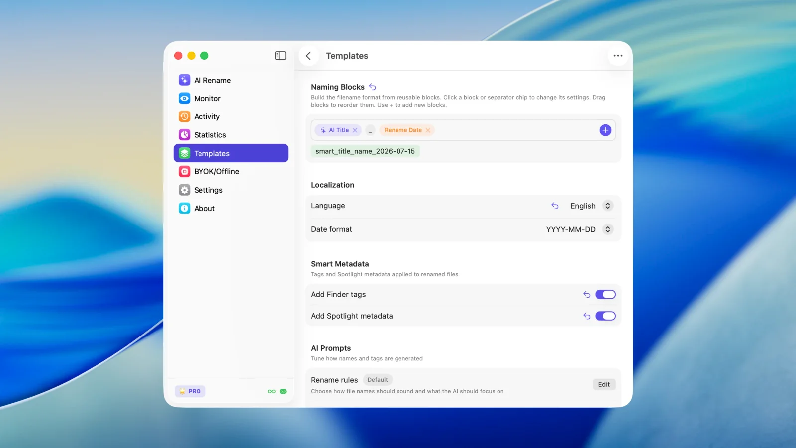 The Zush Smart Metadata settings with Finder tags and Spotlight metadata controls.